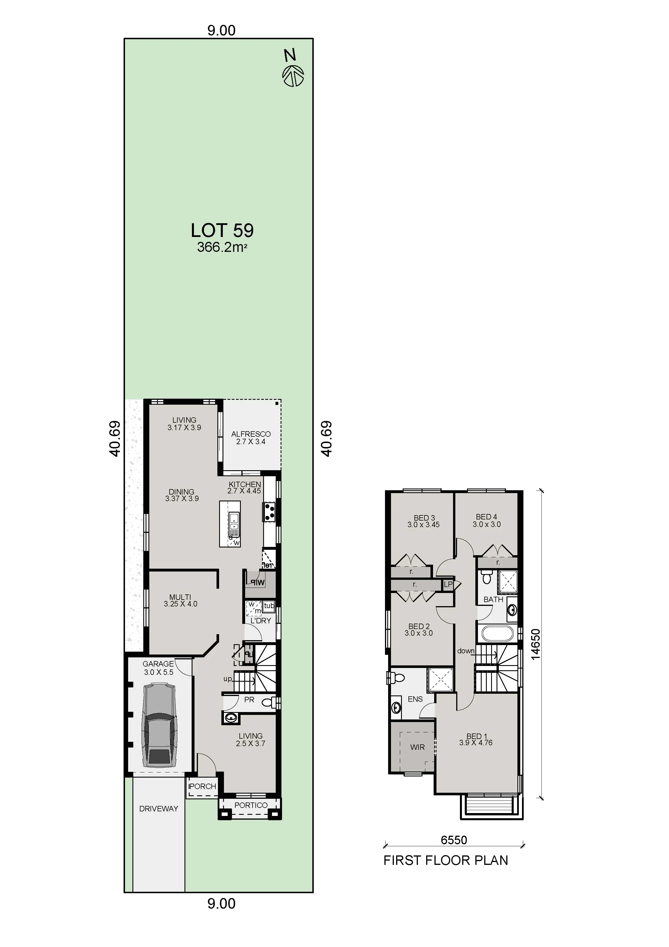 Lot 59 Maine 22 Zero Lot Alt Stairs Astra Colour Plan v2
