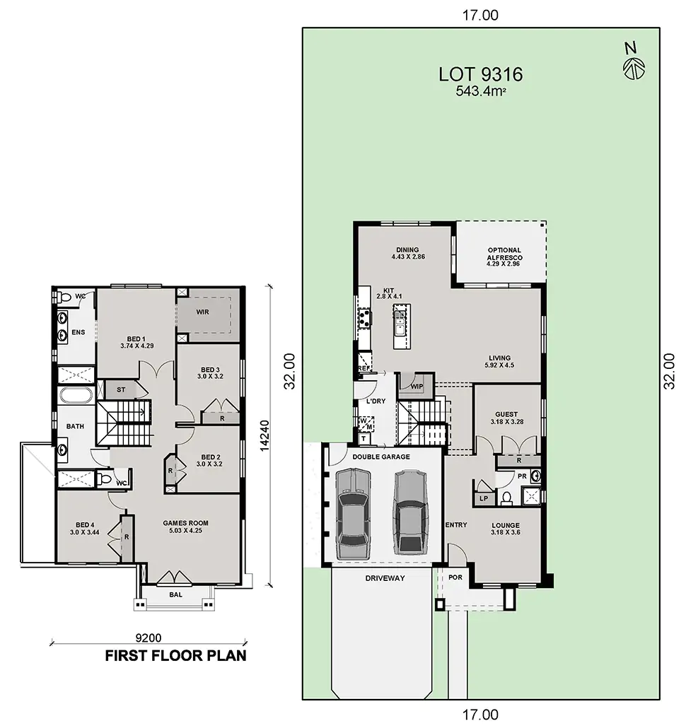 Lot 9316 Bristol 30 GS East Port Color Plan